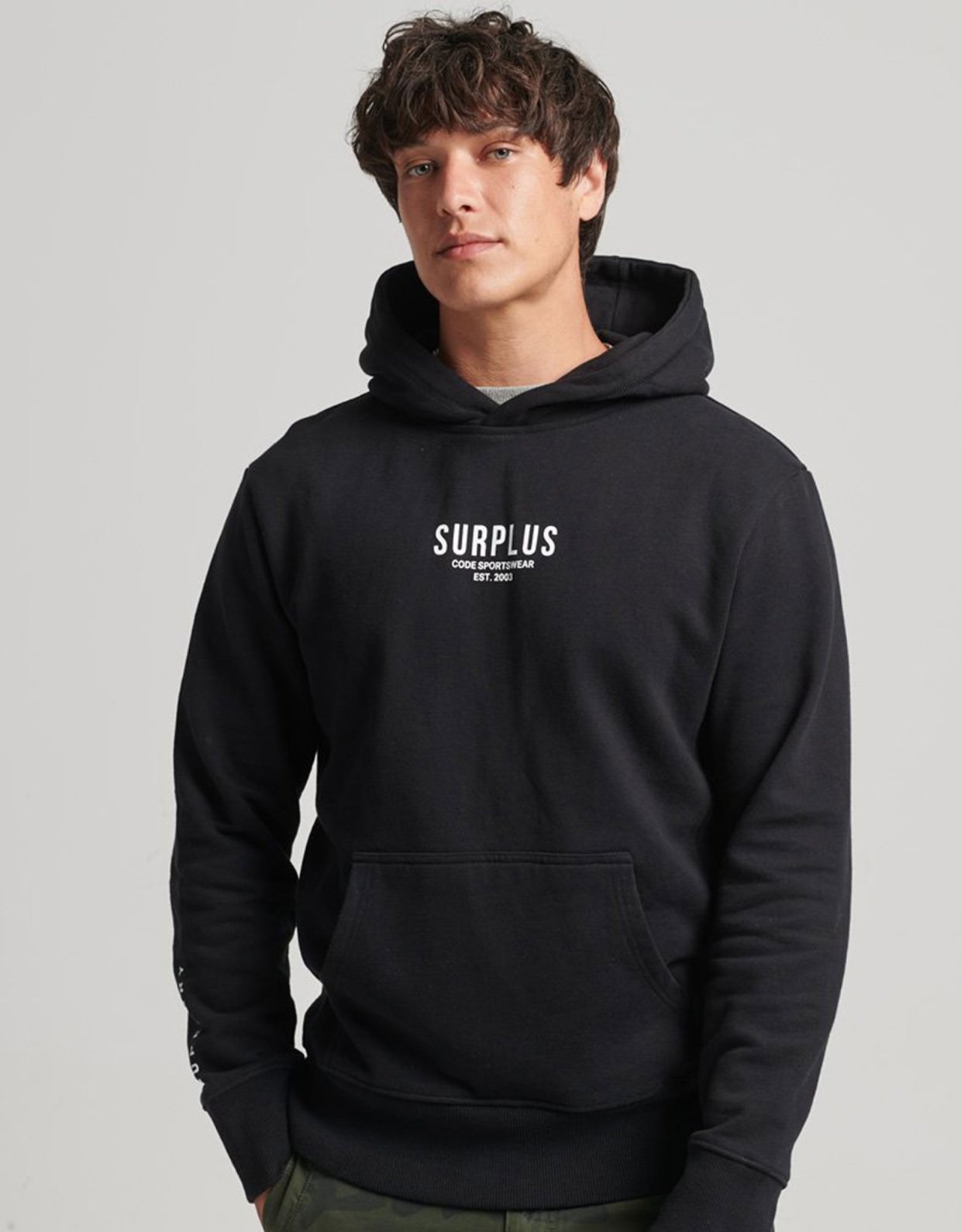 Superdry Code surplus loose hoodie black