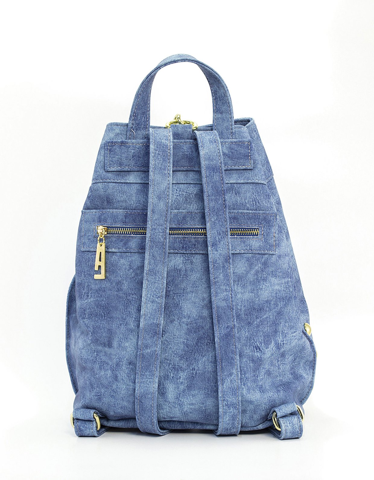 Elena Athanasiou Backpack jean pattern blue gold