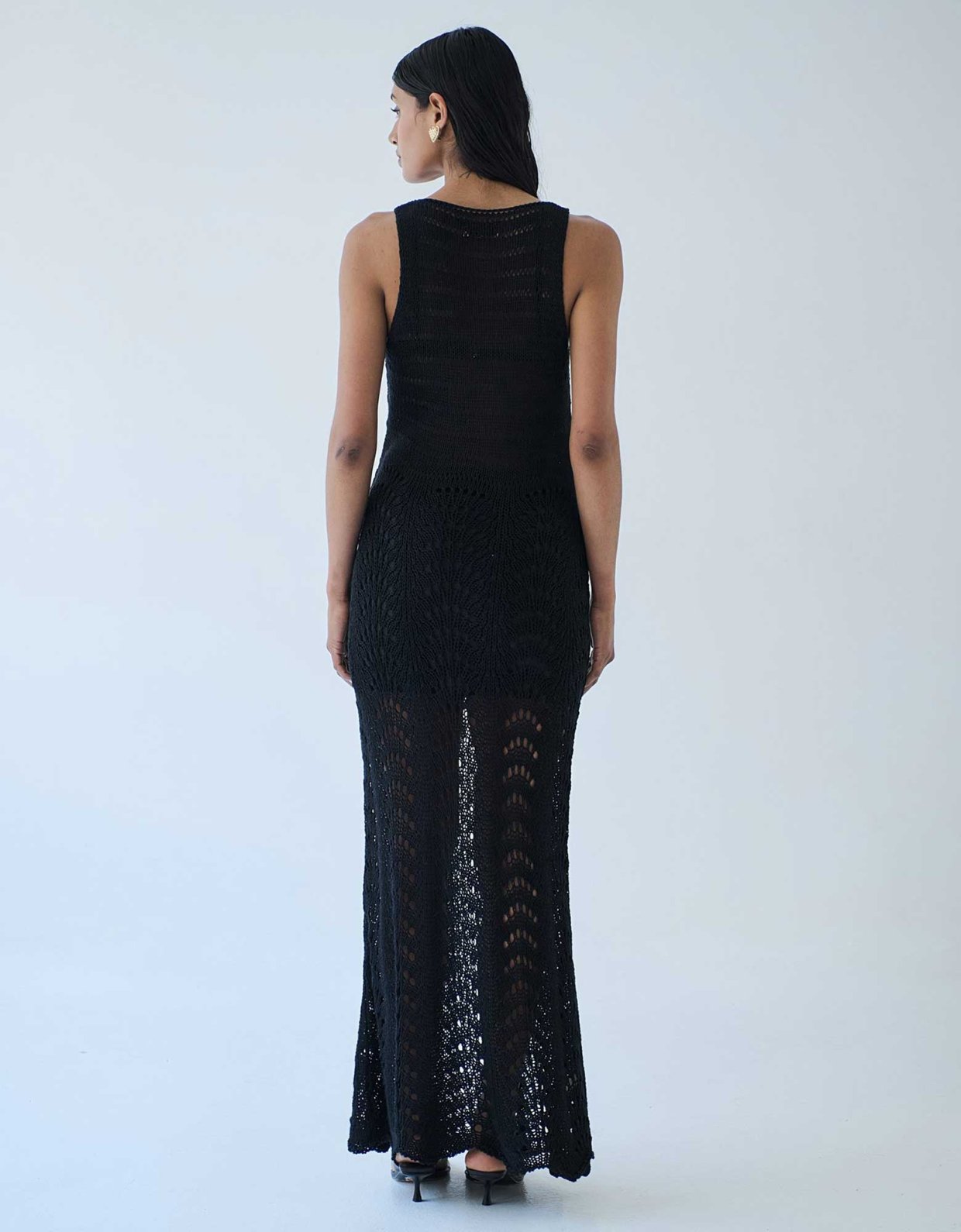 Combos Knitwear Lace maxi dress black