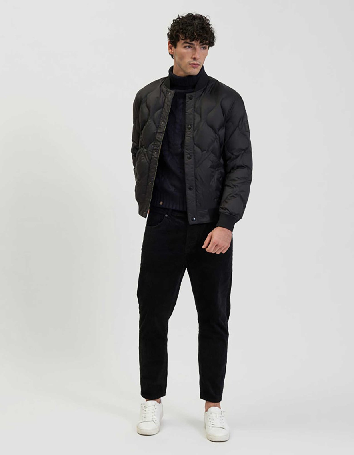 Gianni Lupo Quilted bomber jacket black