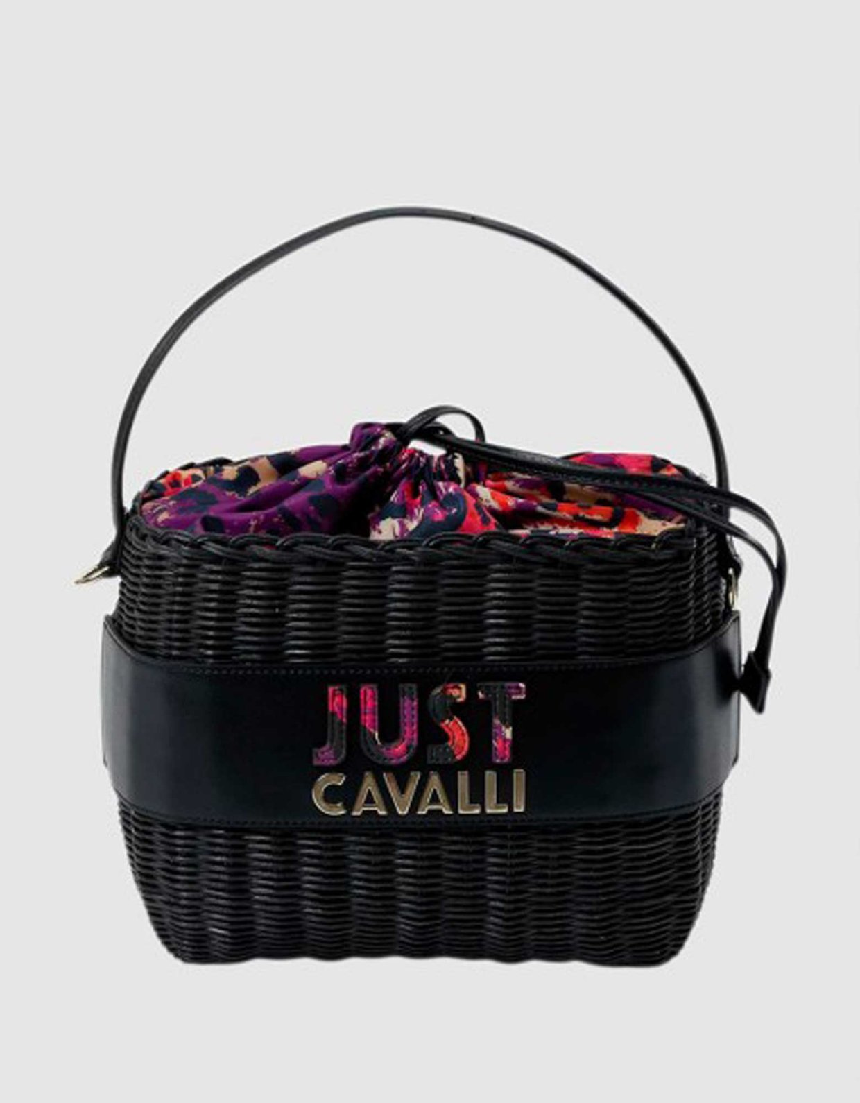 Just Cavalli Straw pouch bag black