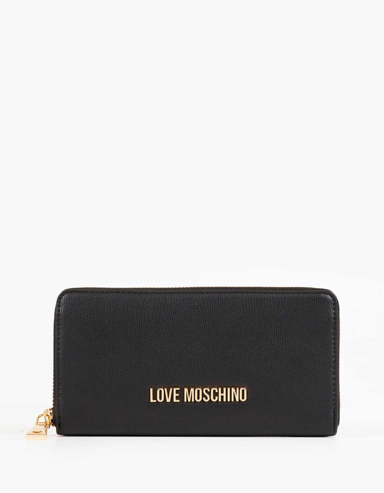 Love Moschino Metallic logo zip around wallet nero