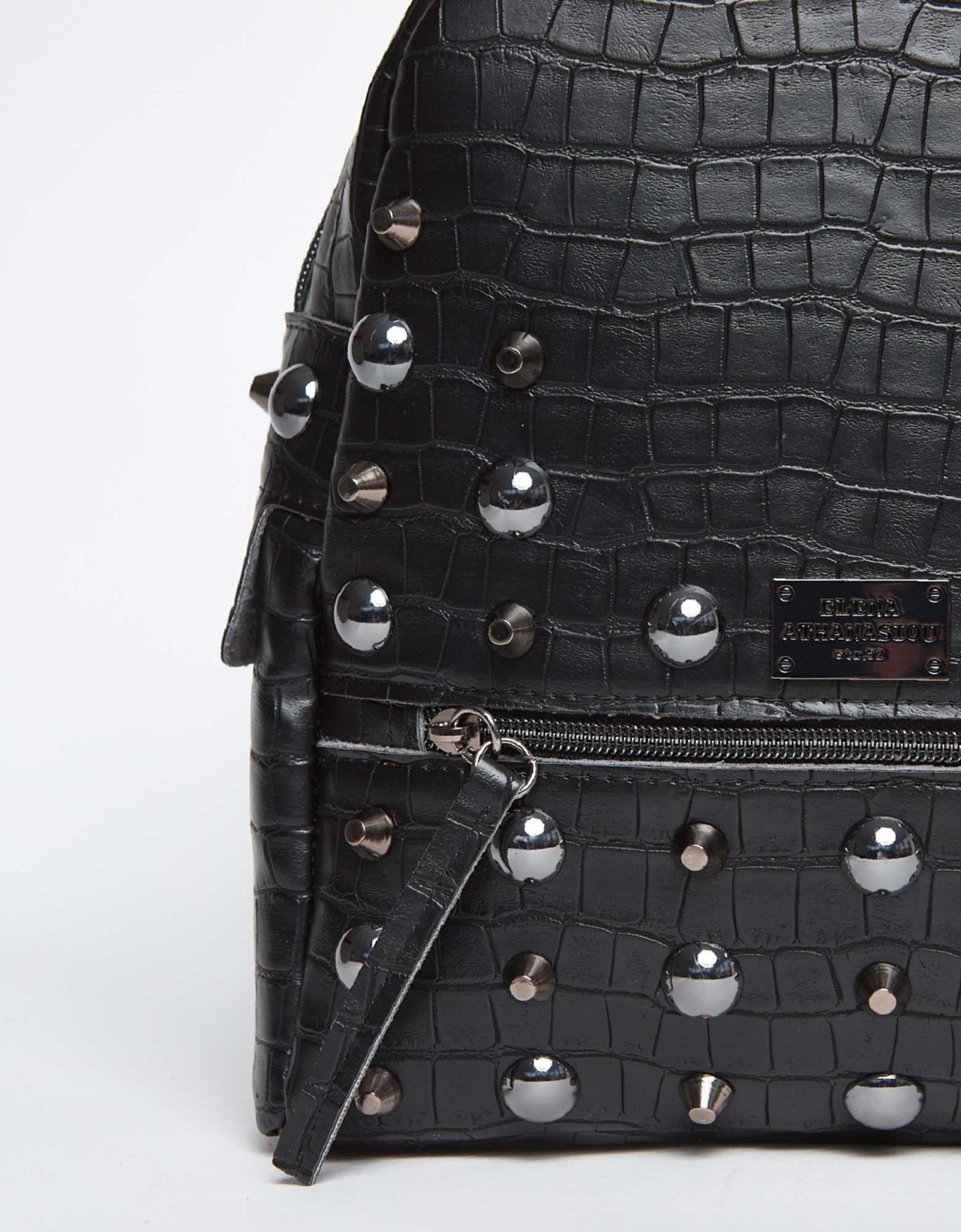 Elena Athanasiou Croco backpack small black nickel