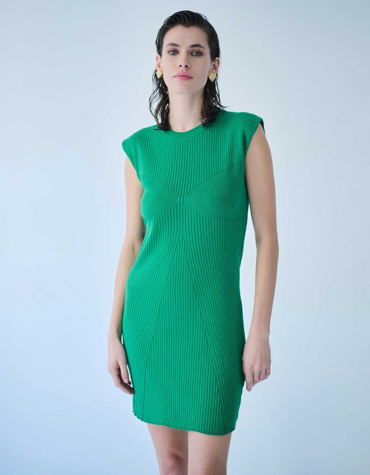 Combos Knitwear Sleeveless mini dress green