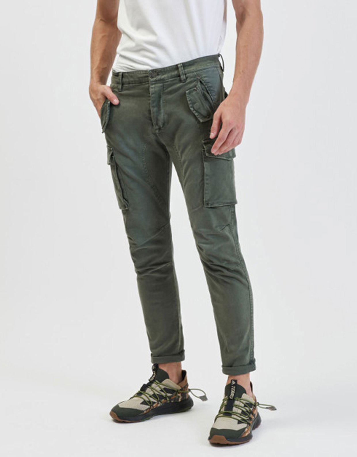 Gianni Lupo Slim fit cargo pants military green