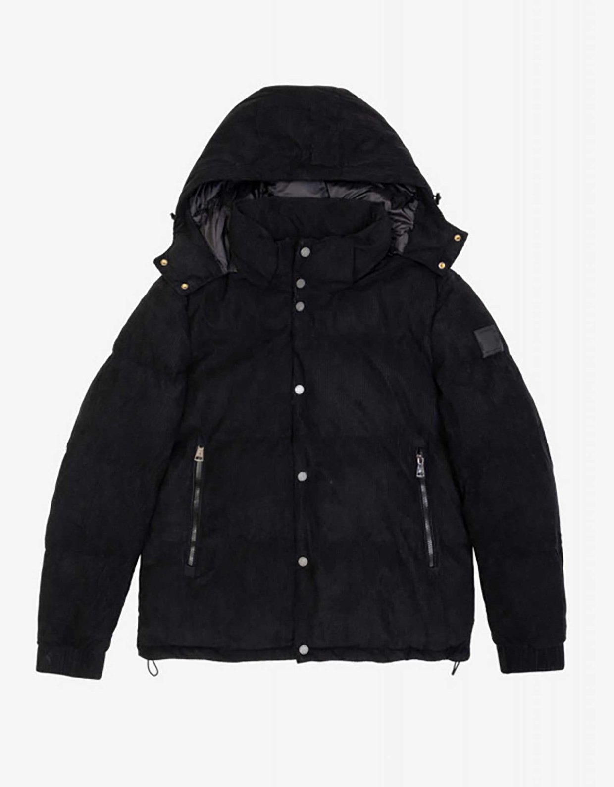 Gianni Lupo Cord padded hooded jacket black