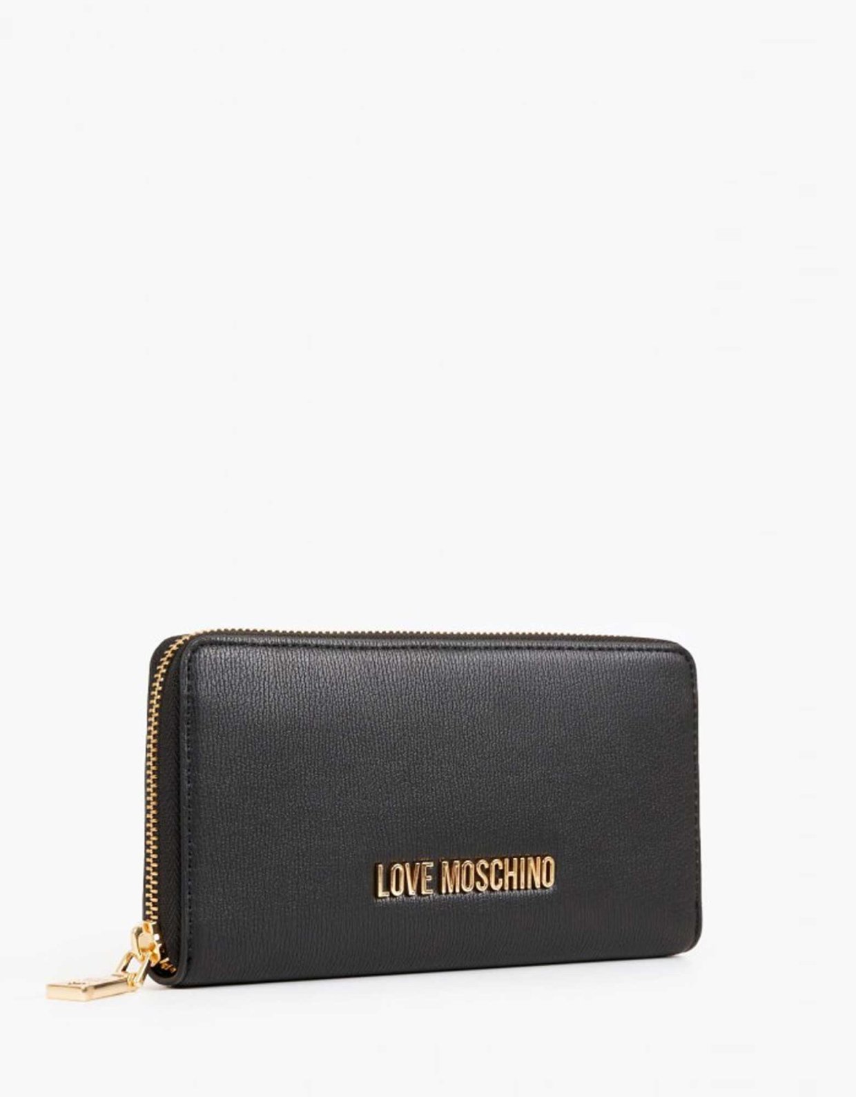 Love Moschino Metallic logo zip around wallet nero