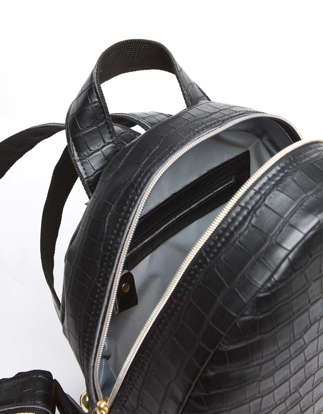 Elena Athanasiou Croco backpack small black nickel