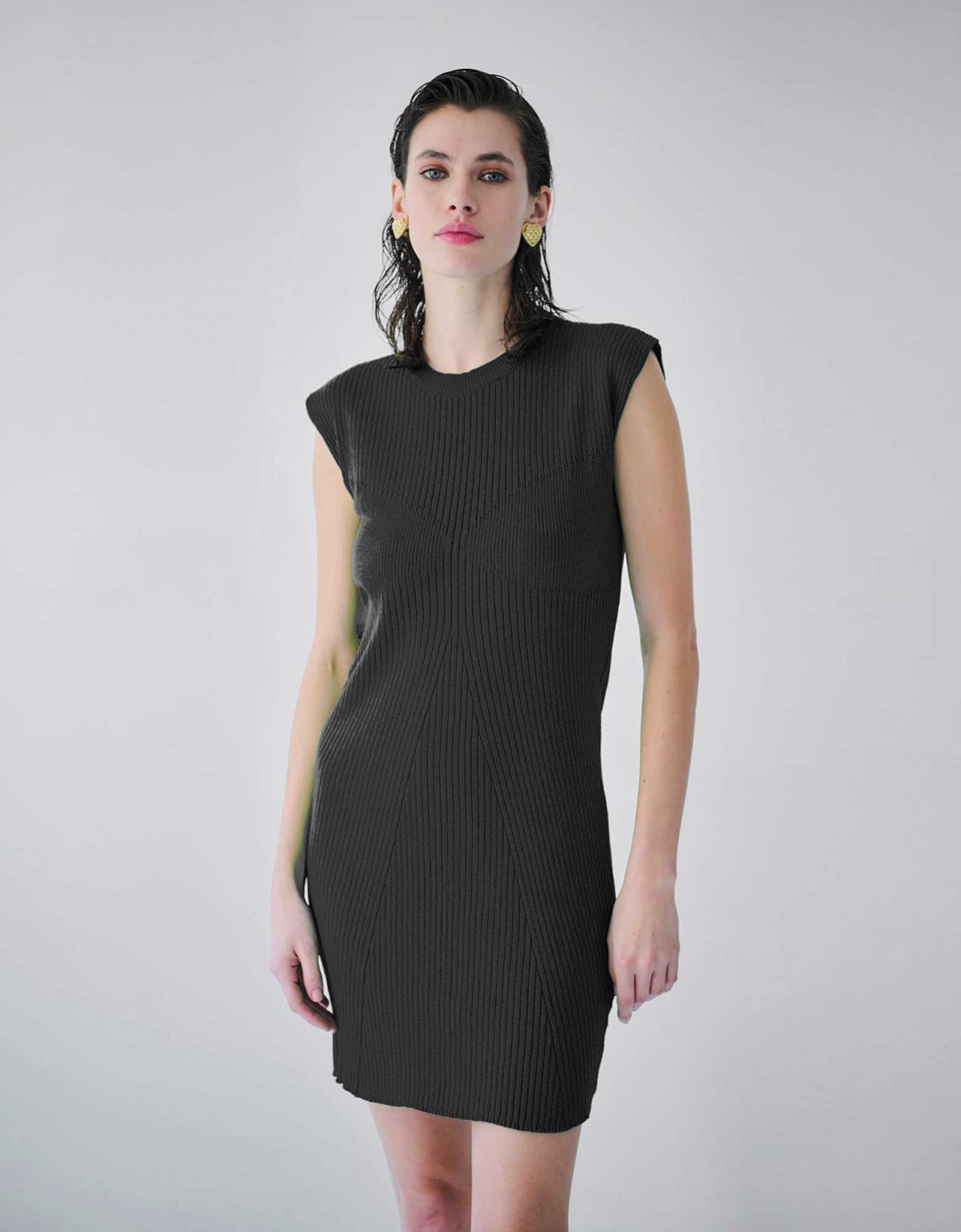 Combos Knitwear Sleeveless mini dress black