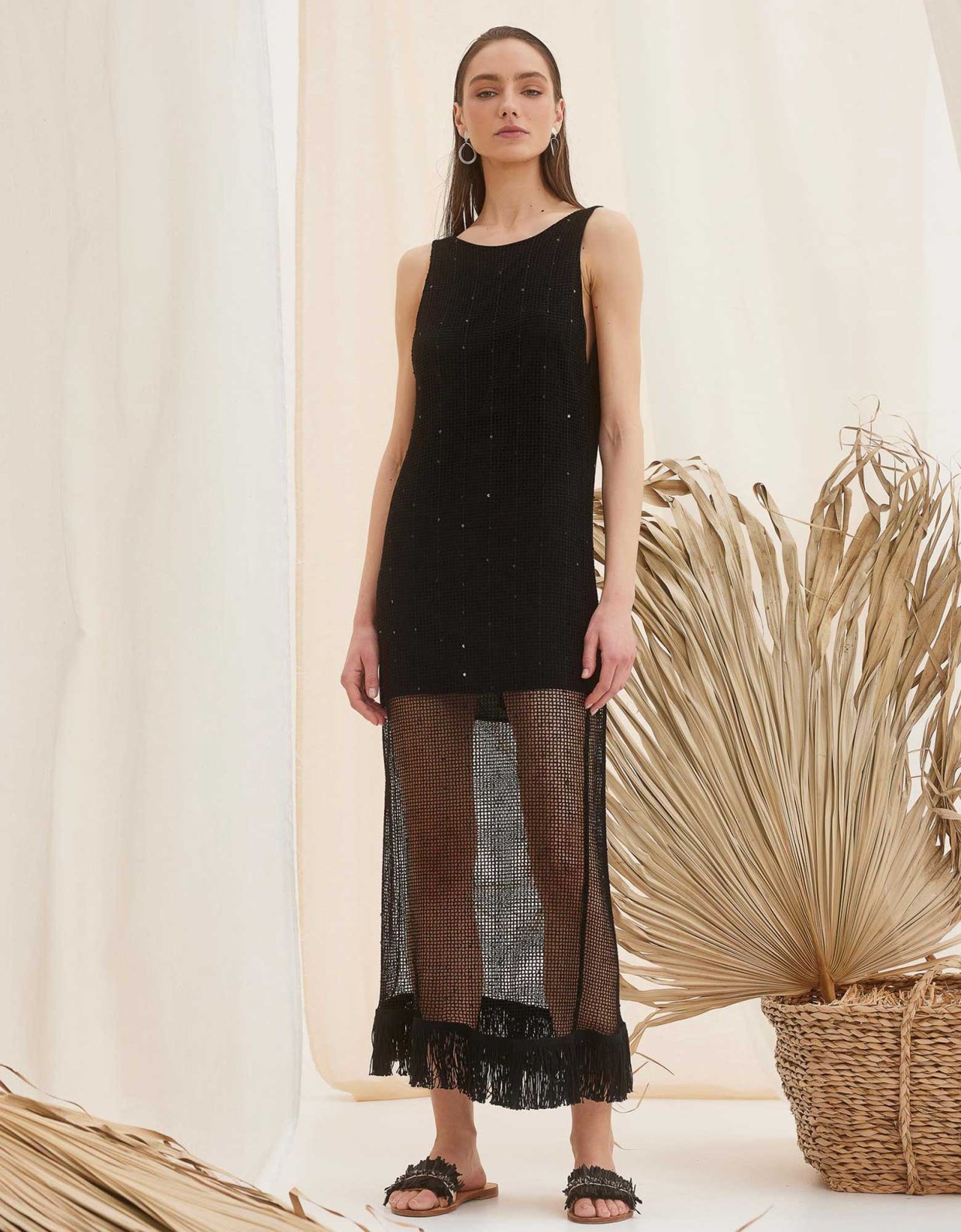 The Knl's Artemis fishnet dress black sequin