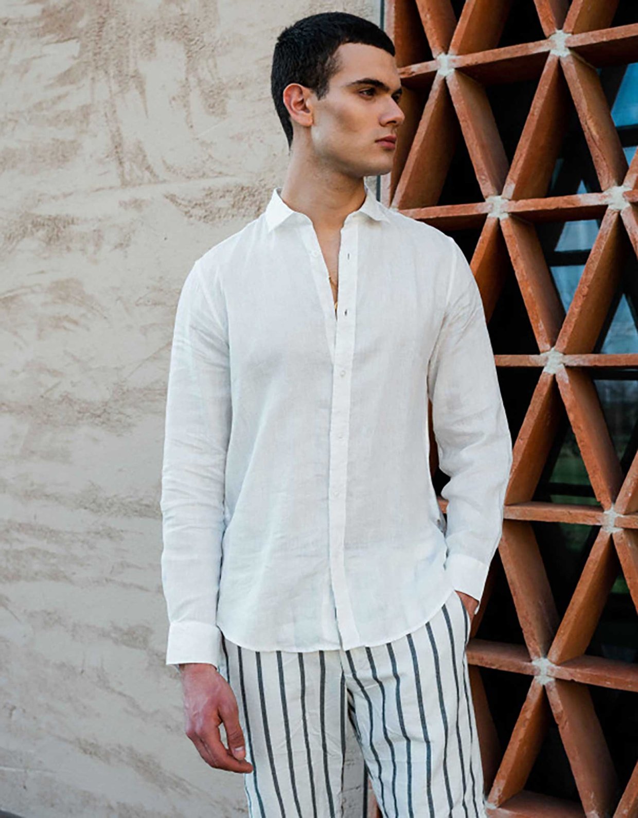 Gianni Lupo Classic neckline shirt white