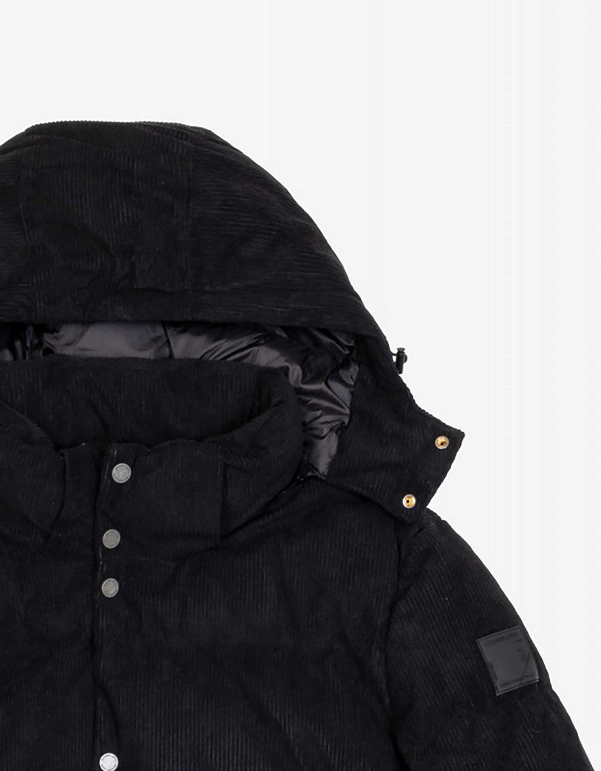 Gianni Lupo Cord padded hooded jacket black