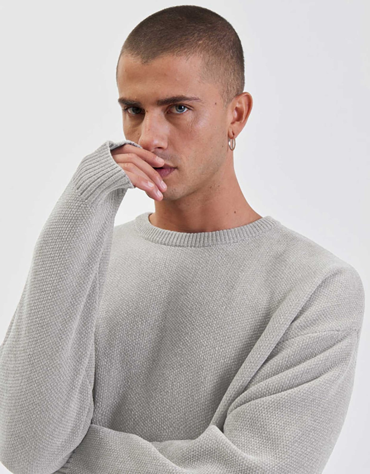 Gianni Lupo Light  grey ribbed  sweater