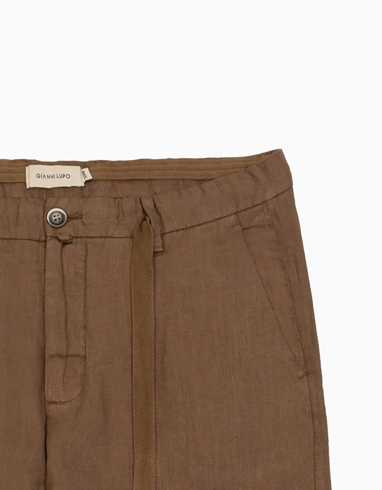 Gianni Lupo Michigan linen trouser with drawstring camel