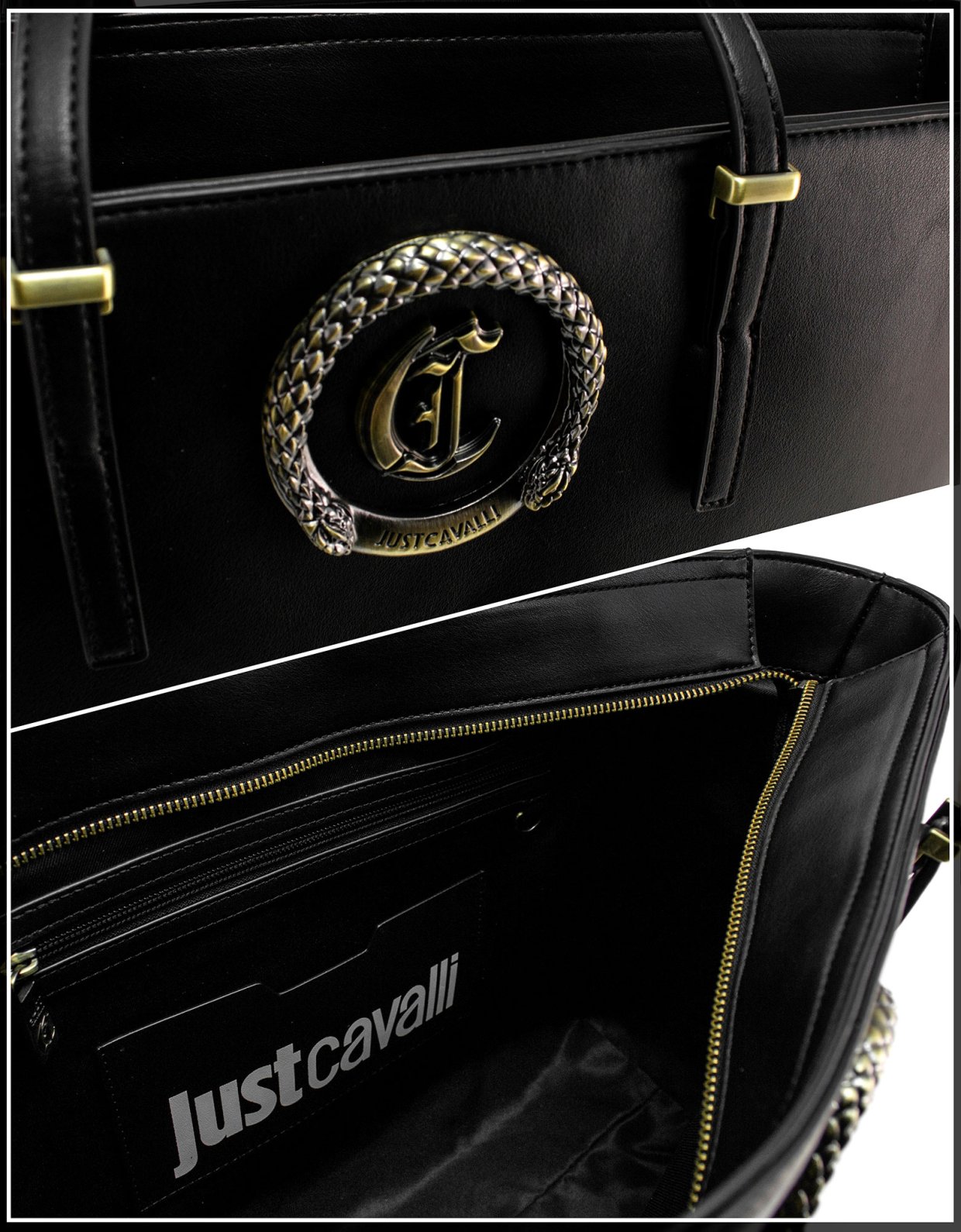 Just Cavalli Range new metal tote bag black