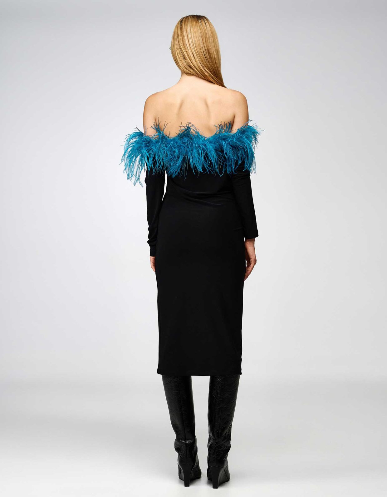 Studio 83 Feathers marais midi dress petrol