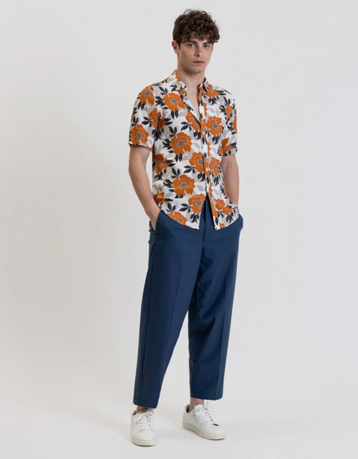 Gianni Lupo Floral print orange shirt