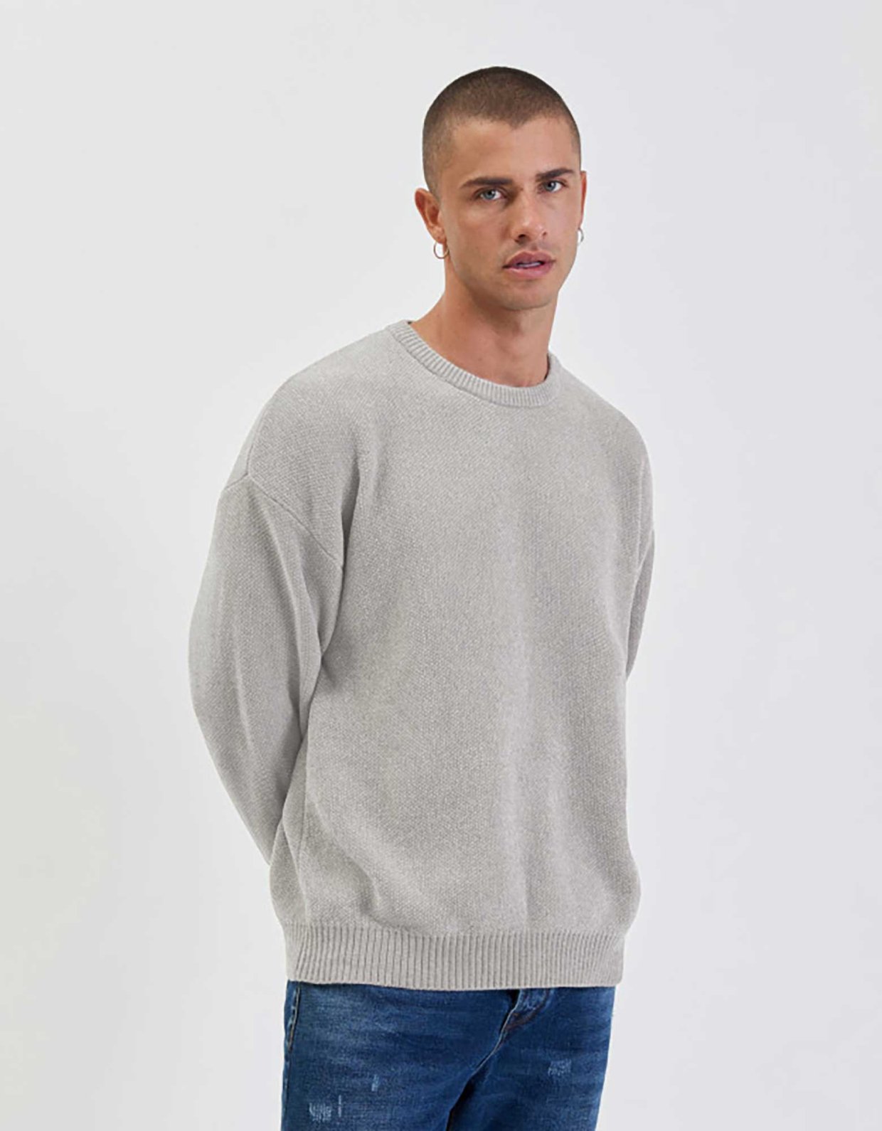 Gianni Lupo Light  grey ribbed  sweater