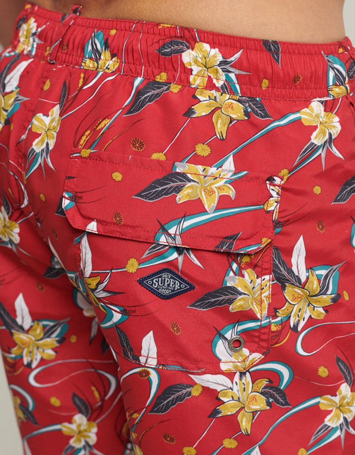 Superdry Ovin vintage hawaiian swim shorts red lily aop