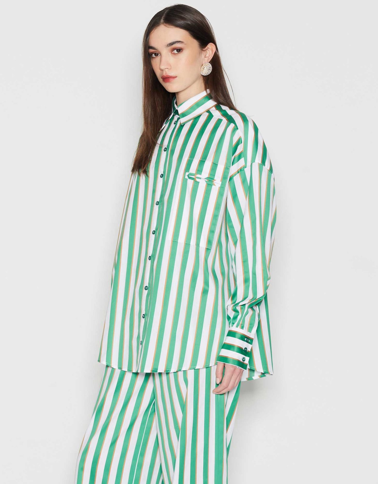 Nadia Rapti Brigitte shirt green white