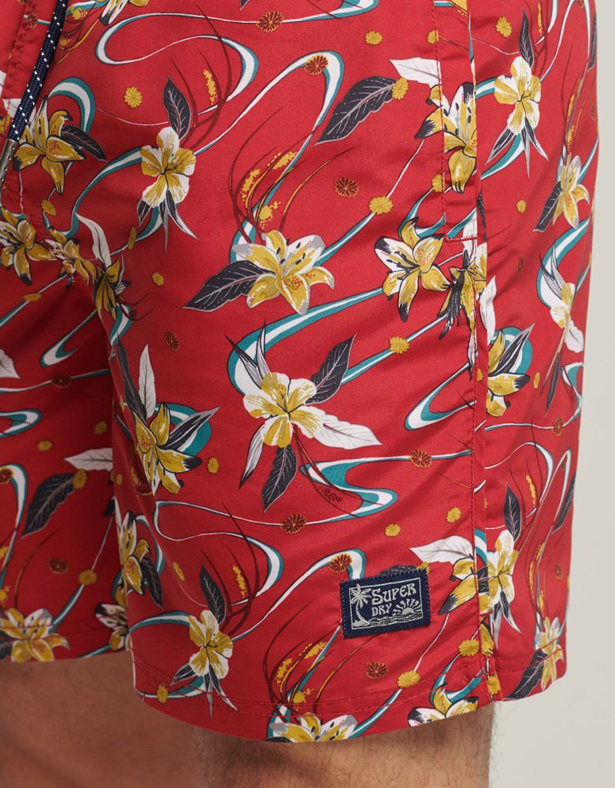 Superdry Ovin vintage hawaiian swim shorts red lily aop