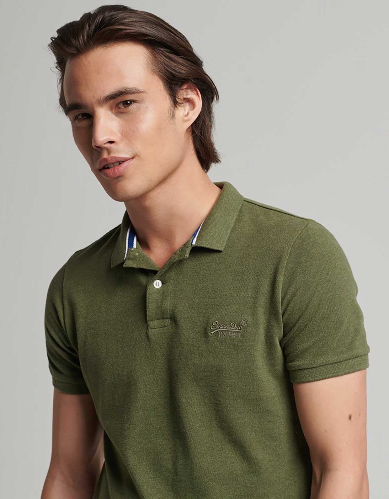 Superdry Classic pique polo thrift olive marl