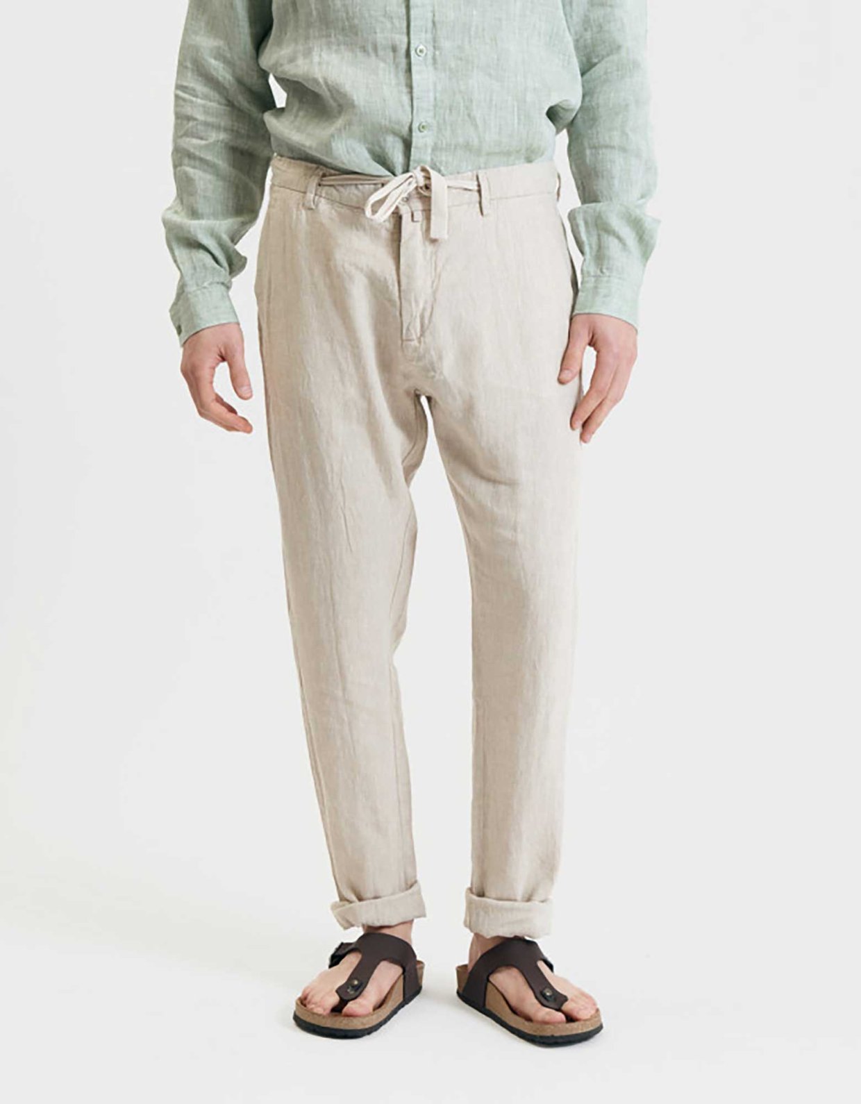 Gianni Lupo Michigan linen trouser with drawstring corda