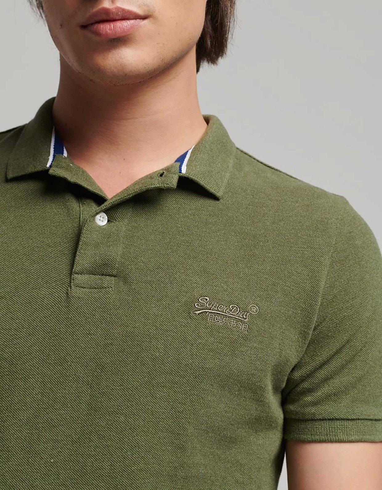 Superdry Classic pique polo thrift olive marl