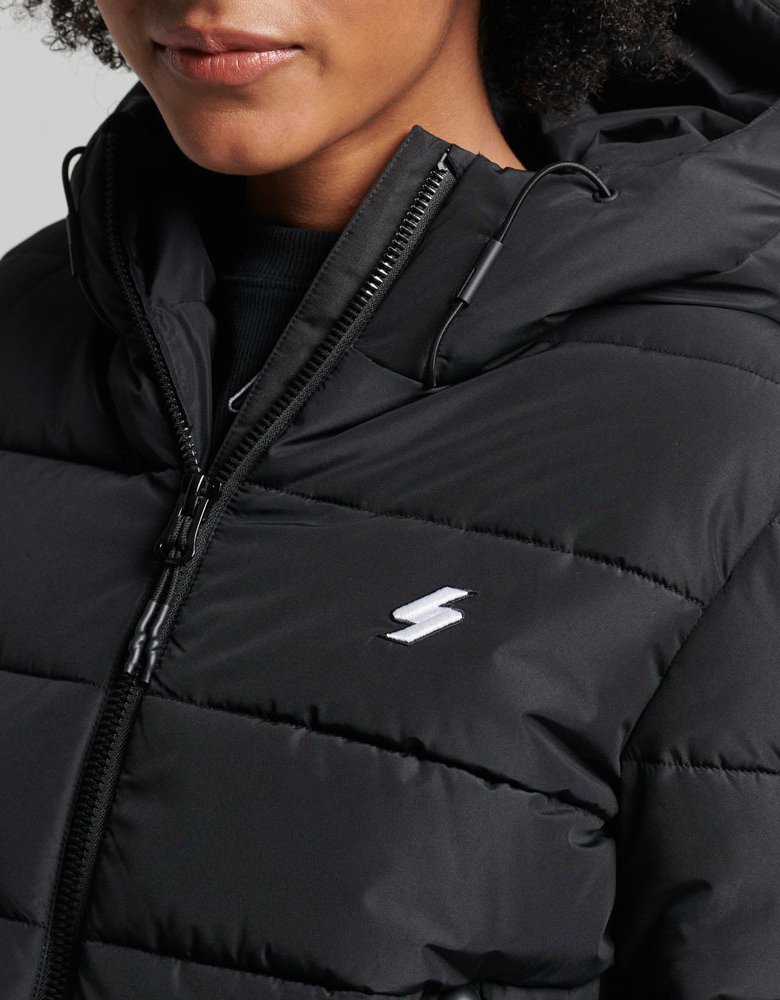 Superdry Hooded spirit sports puffer jacket black