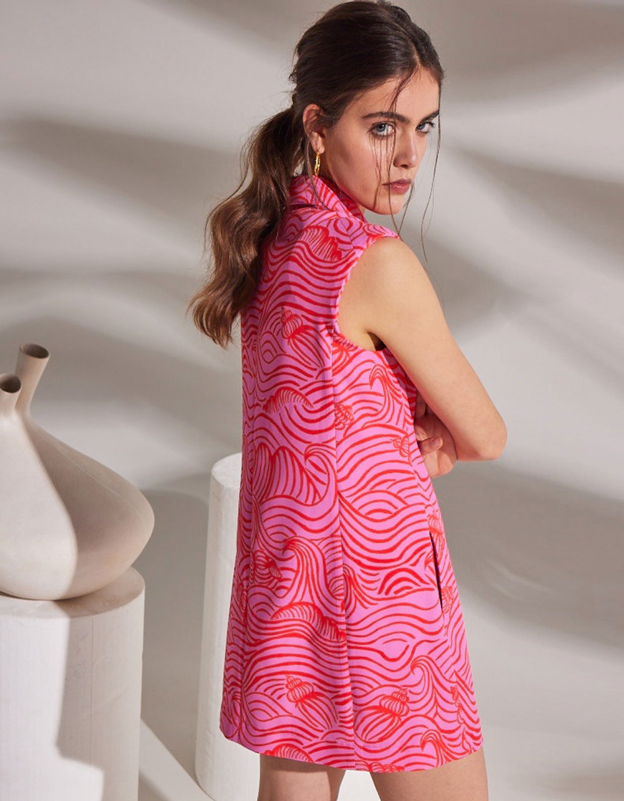 The Knl's Paua printed blazer-dress pink waves