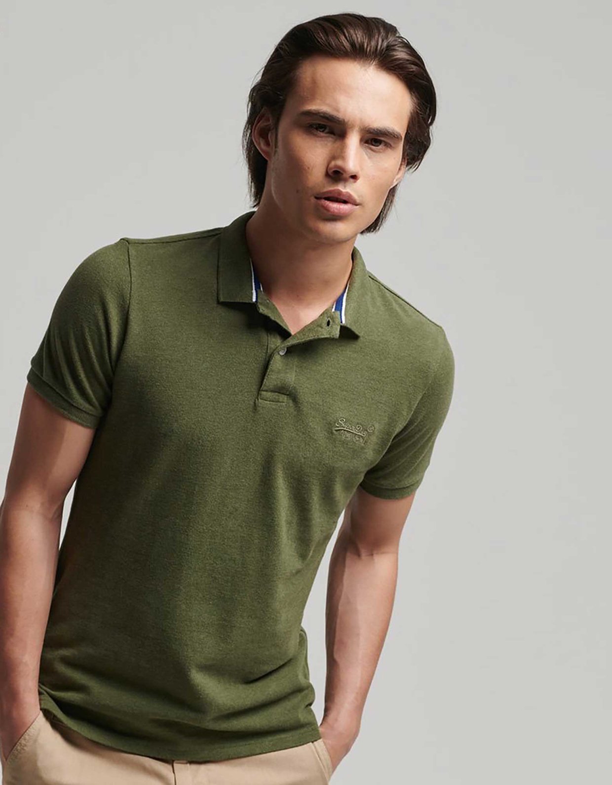 Superdry Classic pique polo thrift olive marl