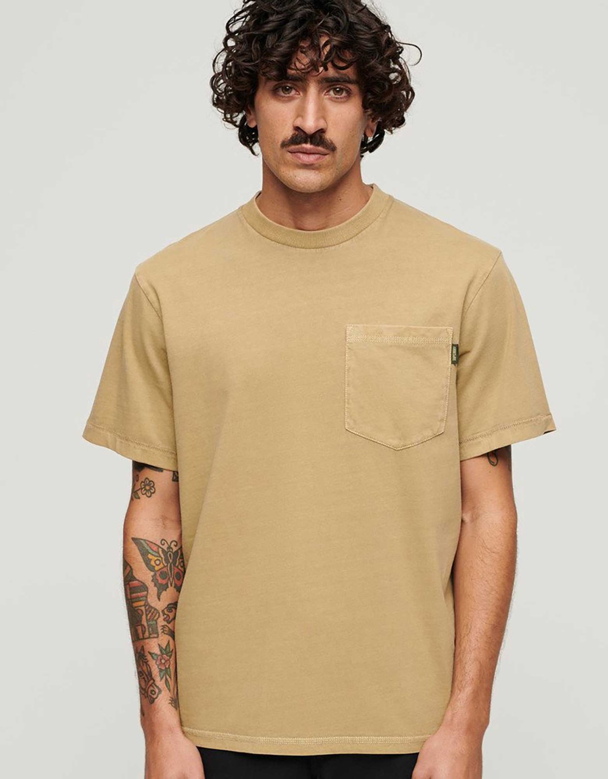 Superdry Contrast stitch pocket shirt washed cappuccino
