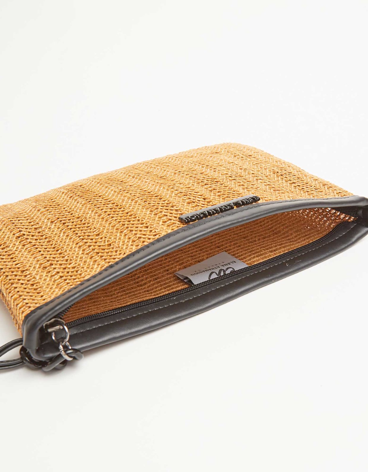 Elena Athanasiou Natural straw clutch taupe