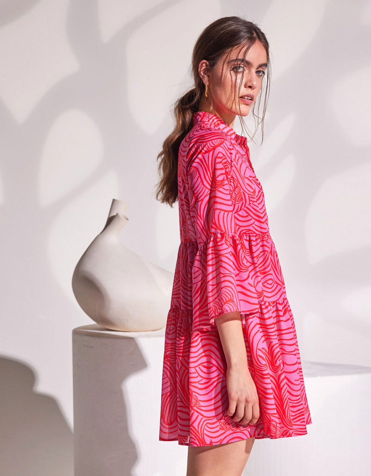 The Knl's Giornata ruffle dress pink waves