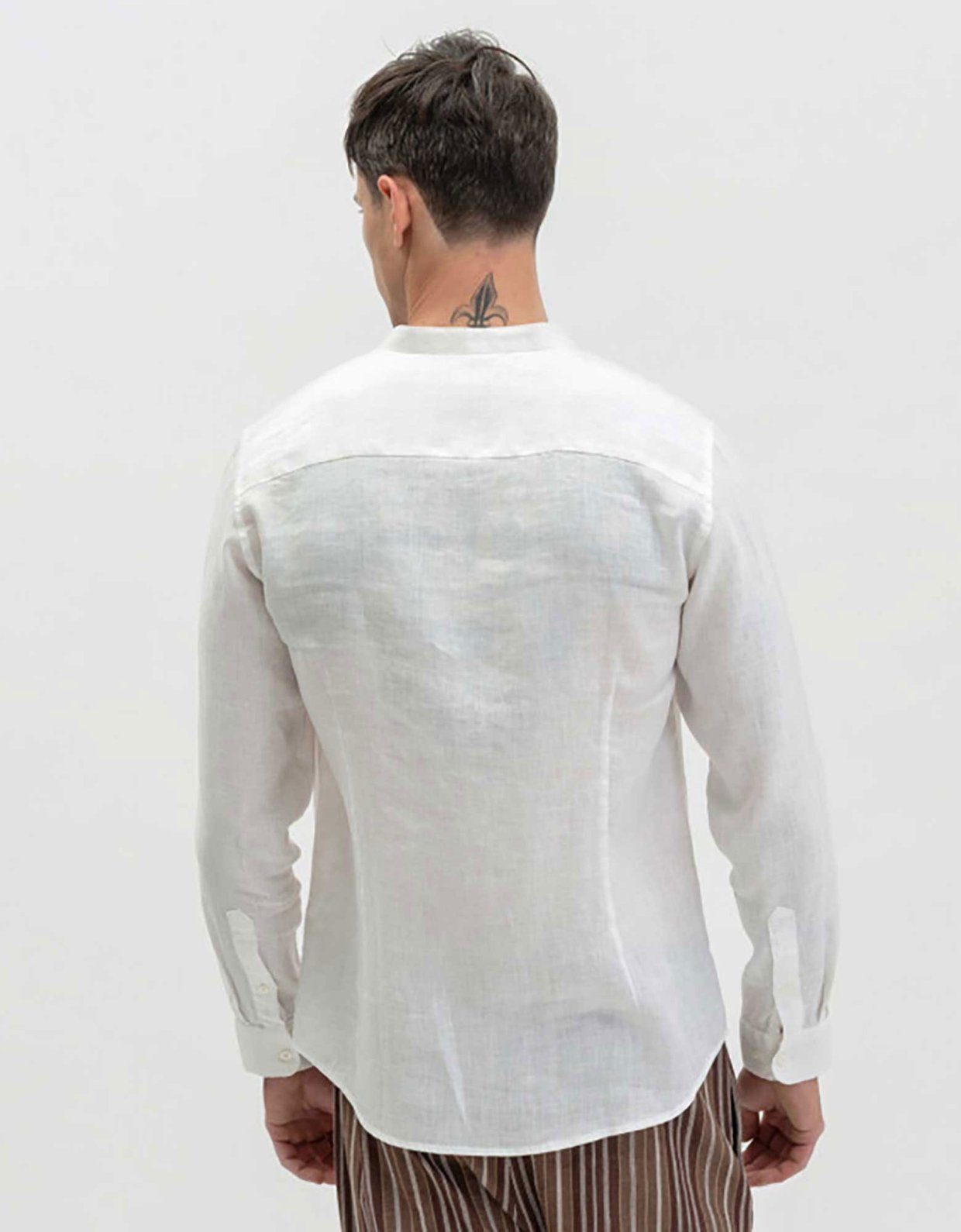 Gianni Lupo Mao collar linen shirt white