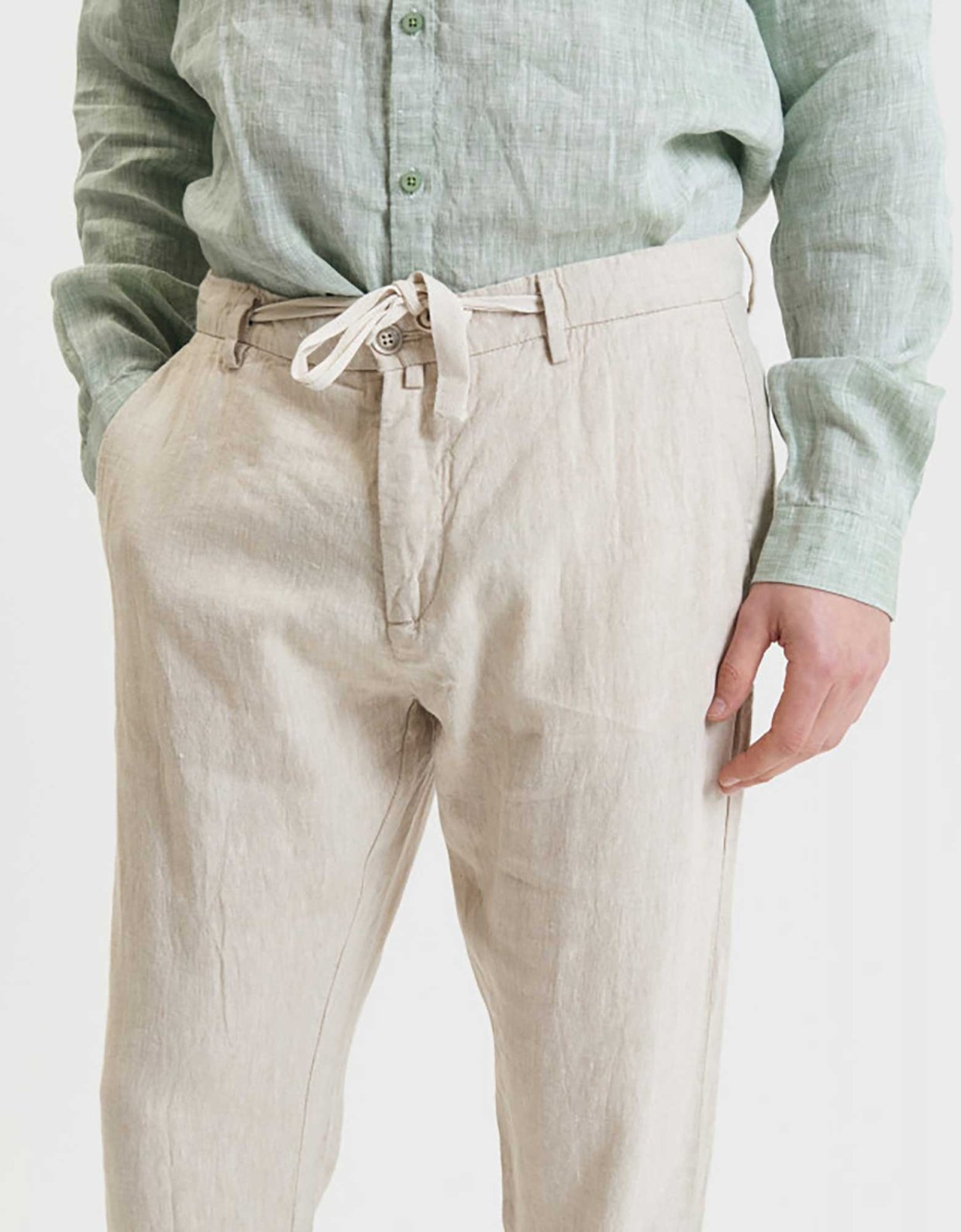 Gianni Lupo Michigan linen trouser with drawstring corda