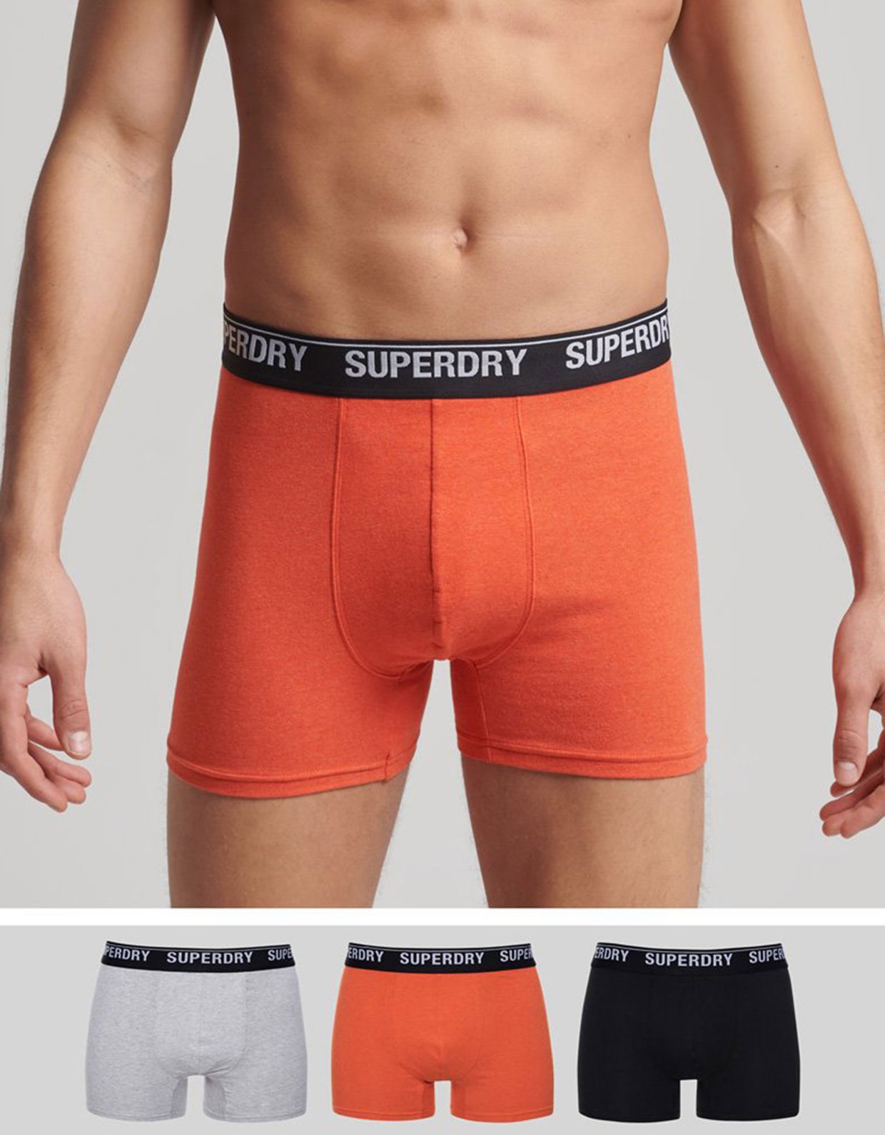 Superdry Organic cotton boxer triple pack black/orange/grey