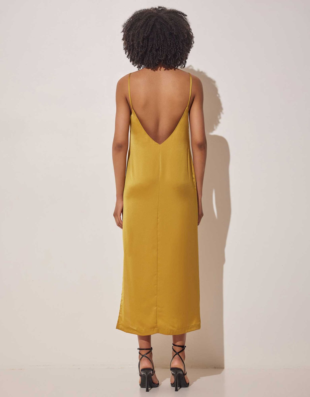 The Knl's Delight midi satin dress mustard