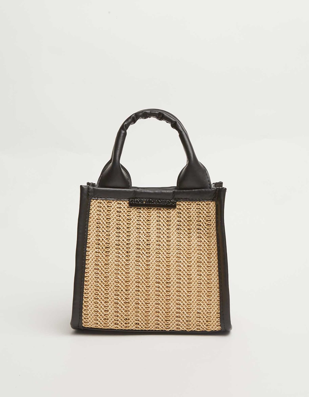 Elena Athanasiou Natural straw mini tote bag beige