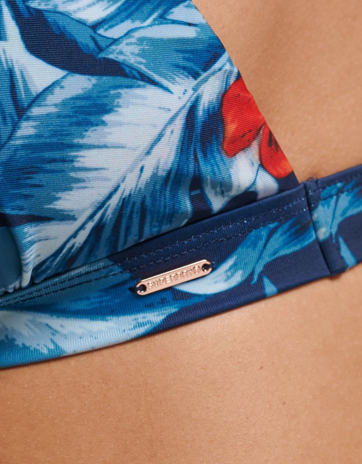 Superdry Vintage t-back tri bikini top indo leaf blue
