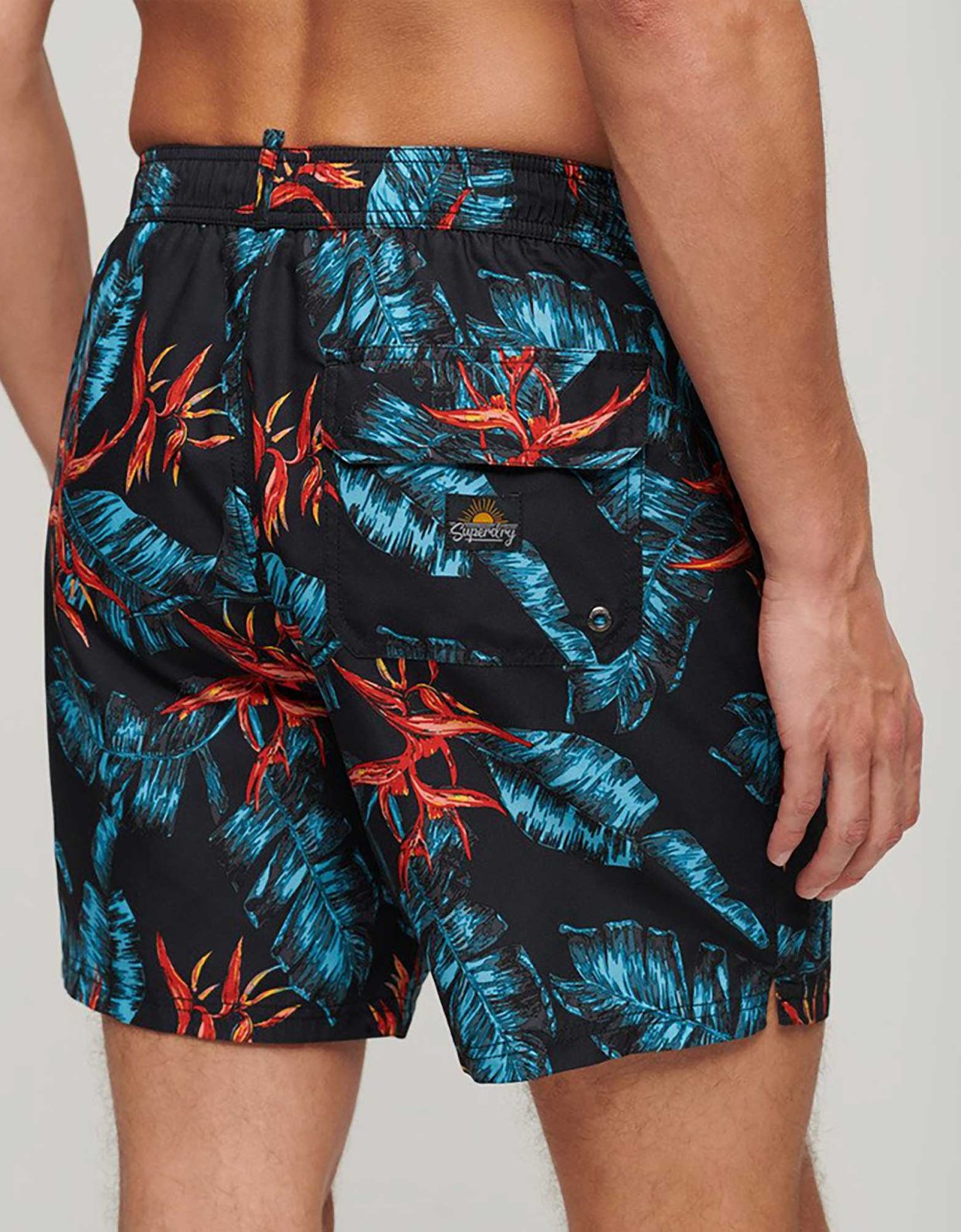 Superdry Hawaiian print swim short dark navy fire