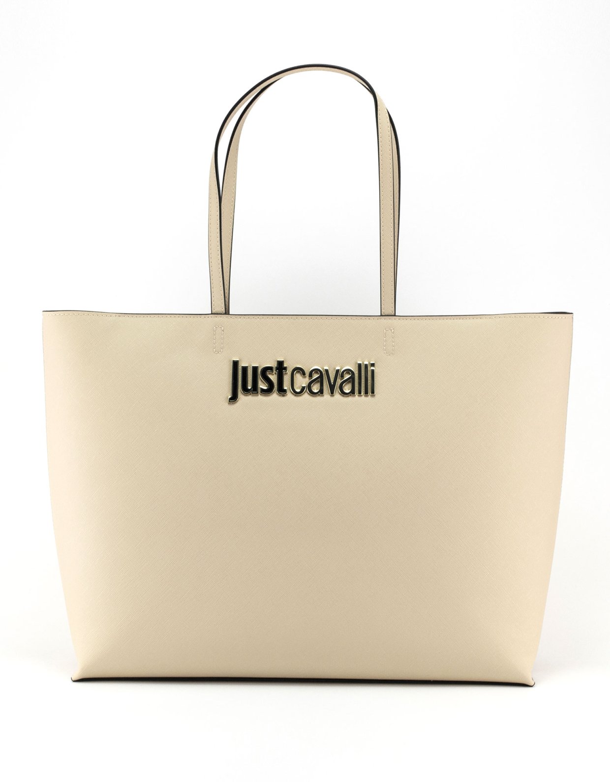 Just Cavalli Range metal lettering tote bag creme