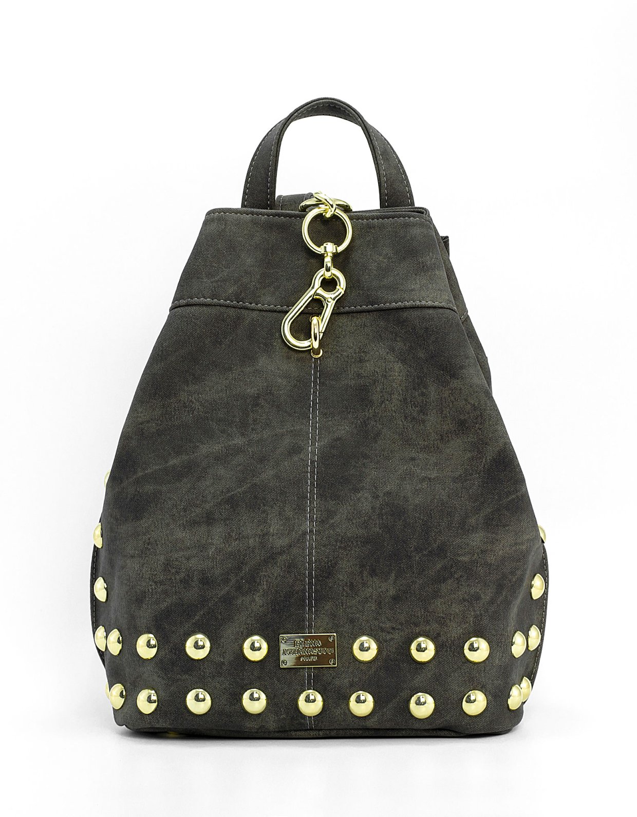 Elena Athanasiou Backpack jean pattern grey gold