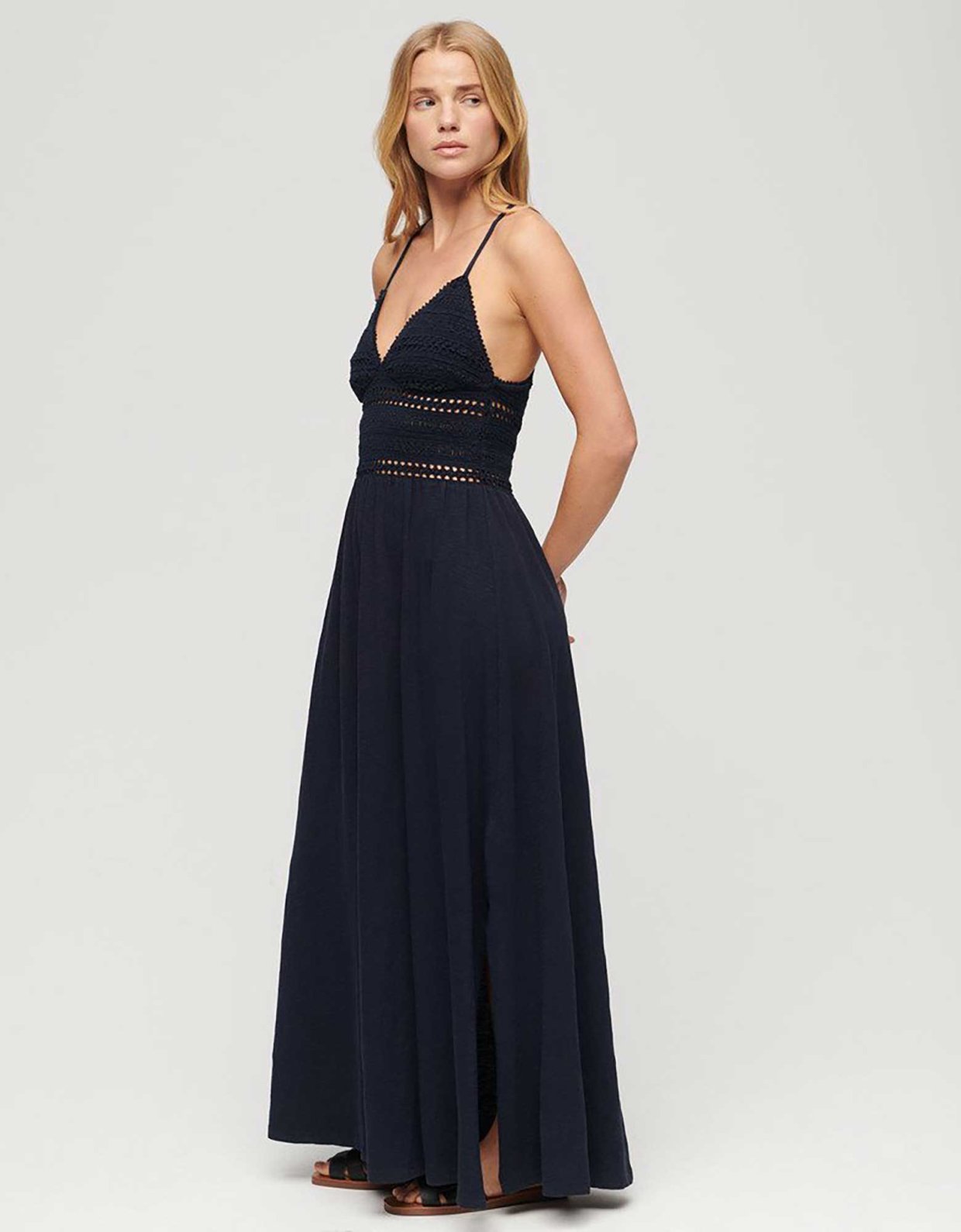 Superdry Jersey lace maxi dress eclipse navy