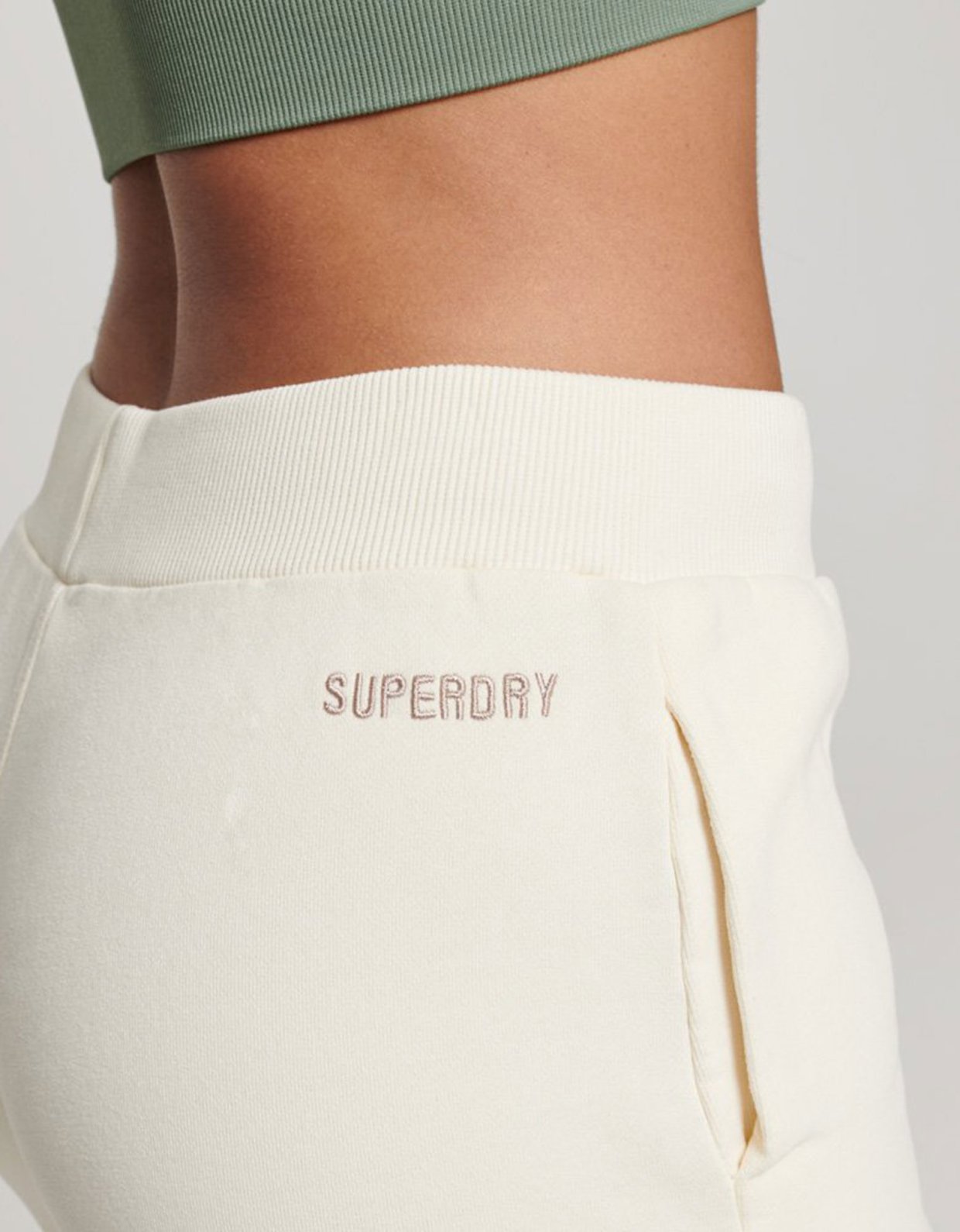 Superdry Core high rise joggers riff white