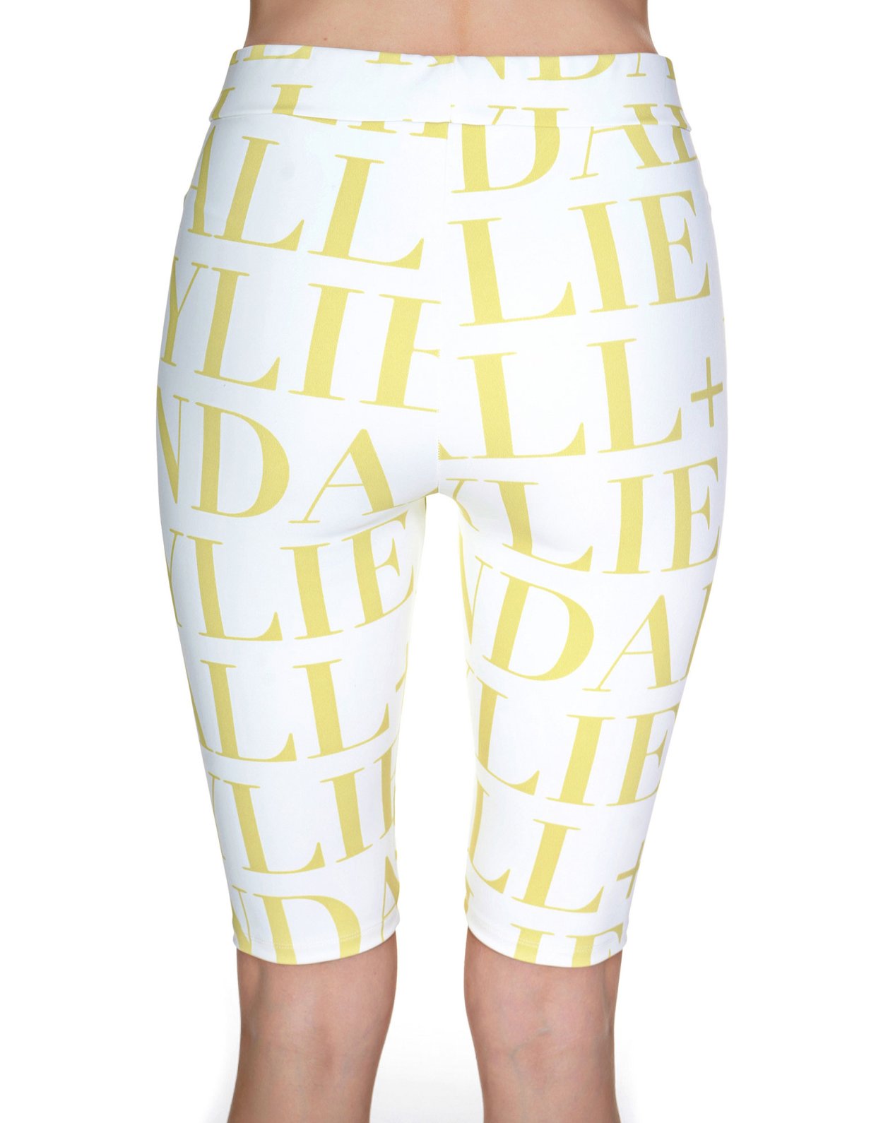 Kendall + Kylie Logo print biker leggings white/lime