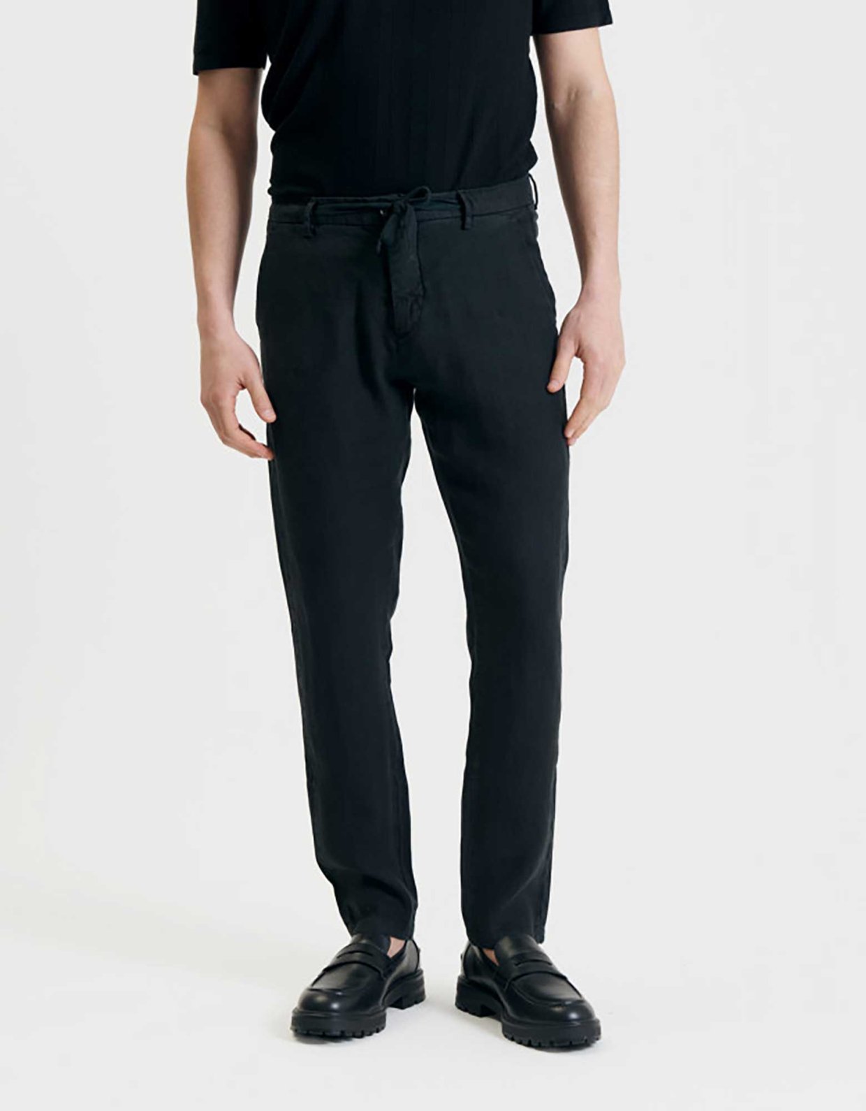 Gianni Lupo Michigan linen trouser with drawstring black