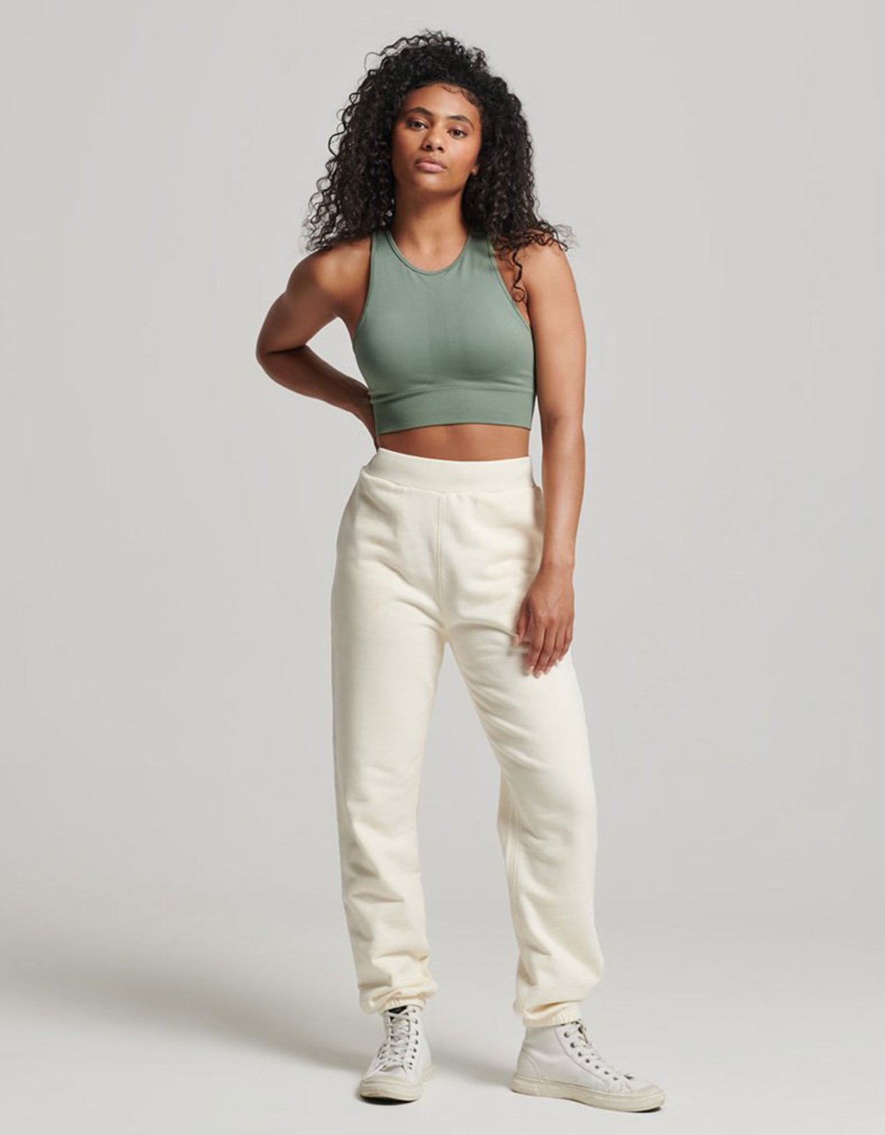 Superdry Core high rise joggers riff white