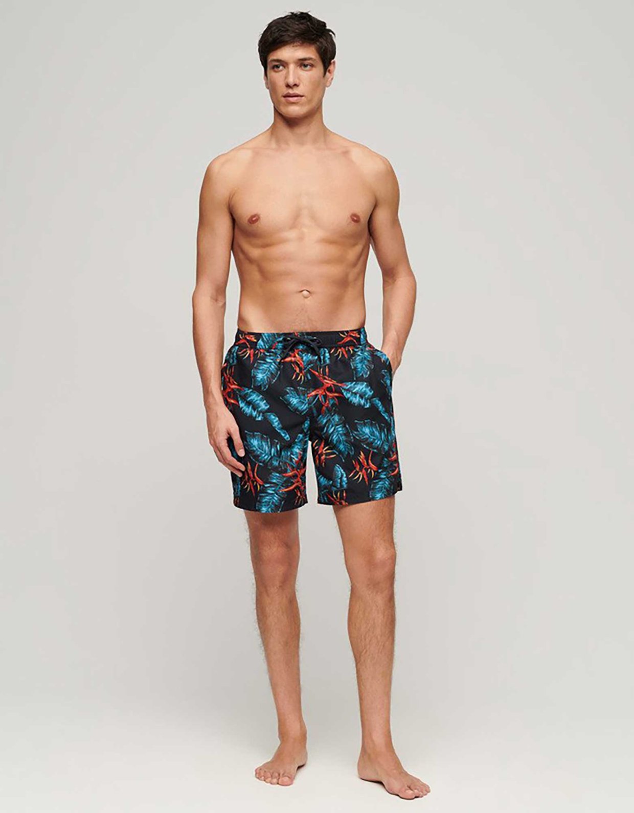 Superdry Hawaiian print swim short dark navy fire