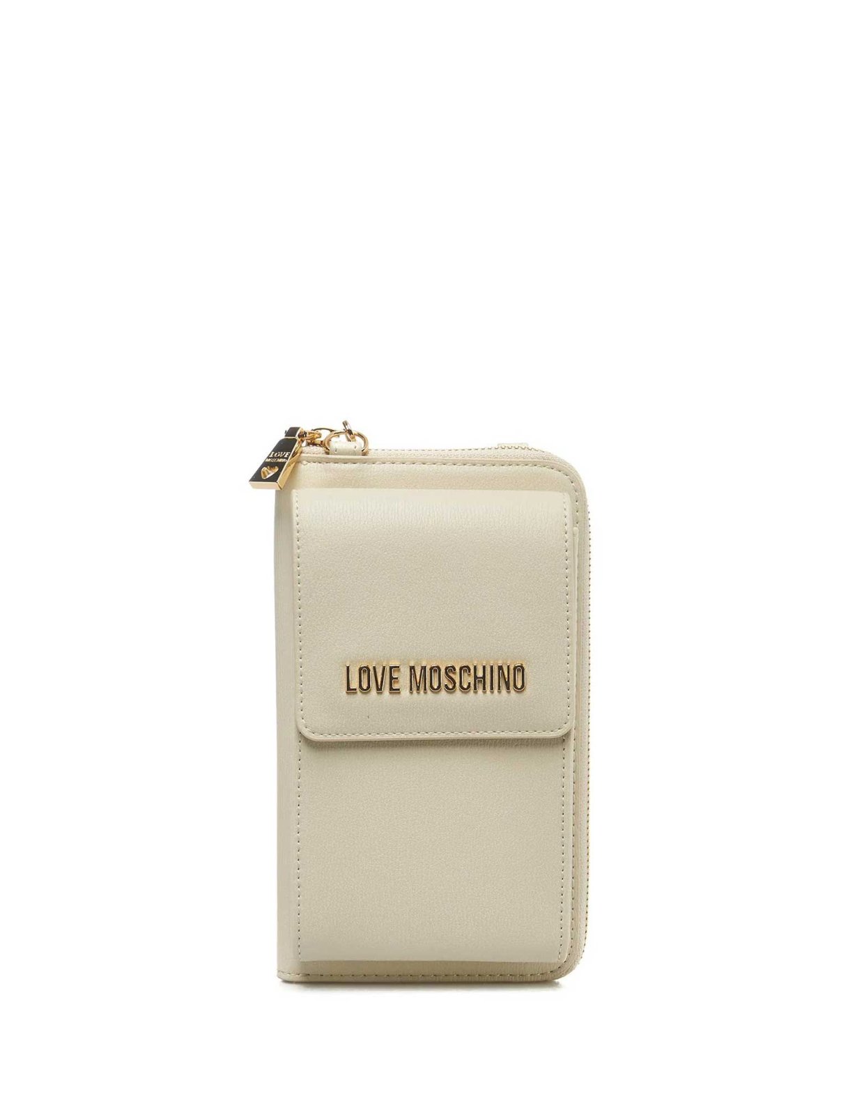 Love Moschino Metallic logo phone holder avorio